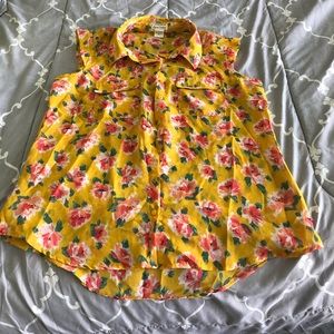 Sheer top with flower prints